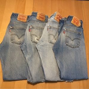 4 pairs of MEN’s vintage 501 Levi’s Jeans, sizes 28/32 & 29/32